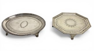 Two George III silver teapot stands, Henry Chawner & John Eames, London 1797 and London 1796
