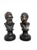 A pair of 19th century Grand Tour bronze library busts