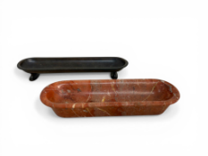 A 19th century Grand Tour rouge marble trough and a 19th century bronze trough