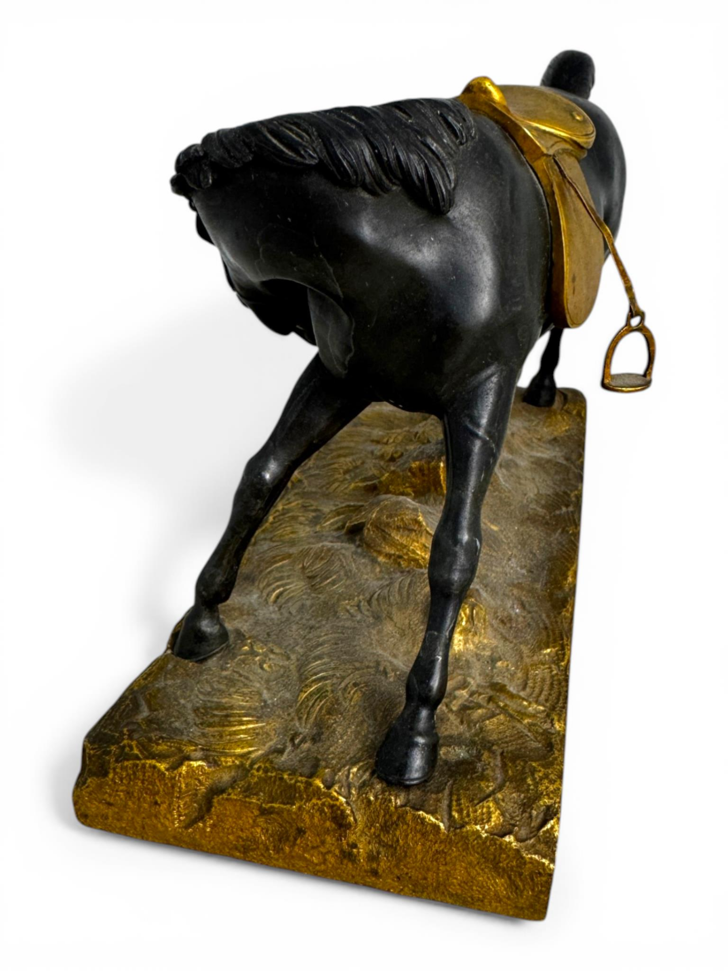 A 19th century French Restauration period gilt bronze and patinated model of a horse - Image 5 of 7