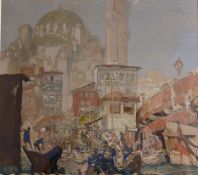 Sir Frank Brangwyn RA RWS RBA (British,1867-1956), View of Santa Sophia on the river 'Ronco', Italy
