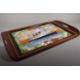20th century rosewood and inlaid twin handled serving tray, the interior with depiction of Cunard - Image 3 of 4