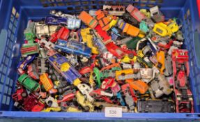 A Crate of Playworn Dinky, Corgi and Matchbox models.