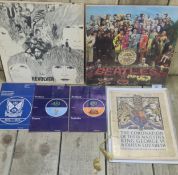 Two Beatles LP Vinyl's; "Sgt Peppers club band" & "Revolver" along with Three Rugby programmes &