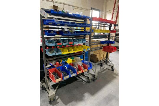Faseners Rack Lot of (2) Industrial Hardware Racks with Assorted Fasteners and ...