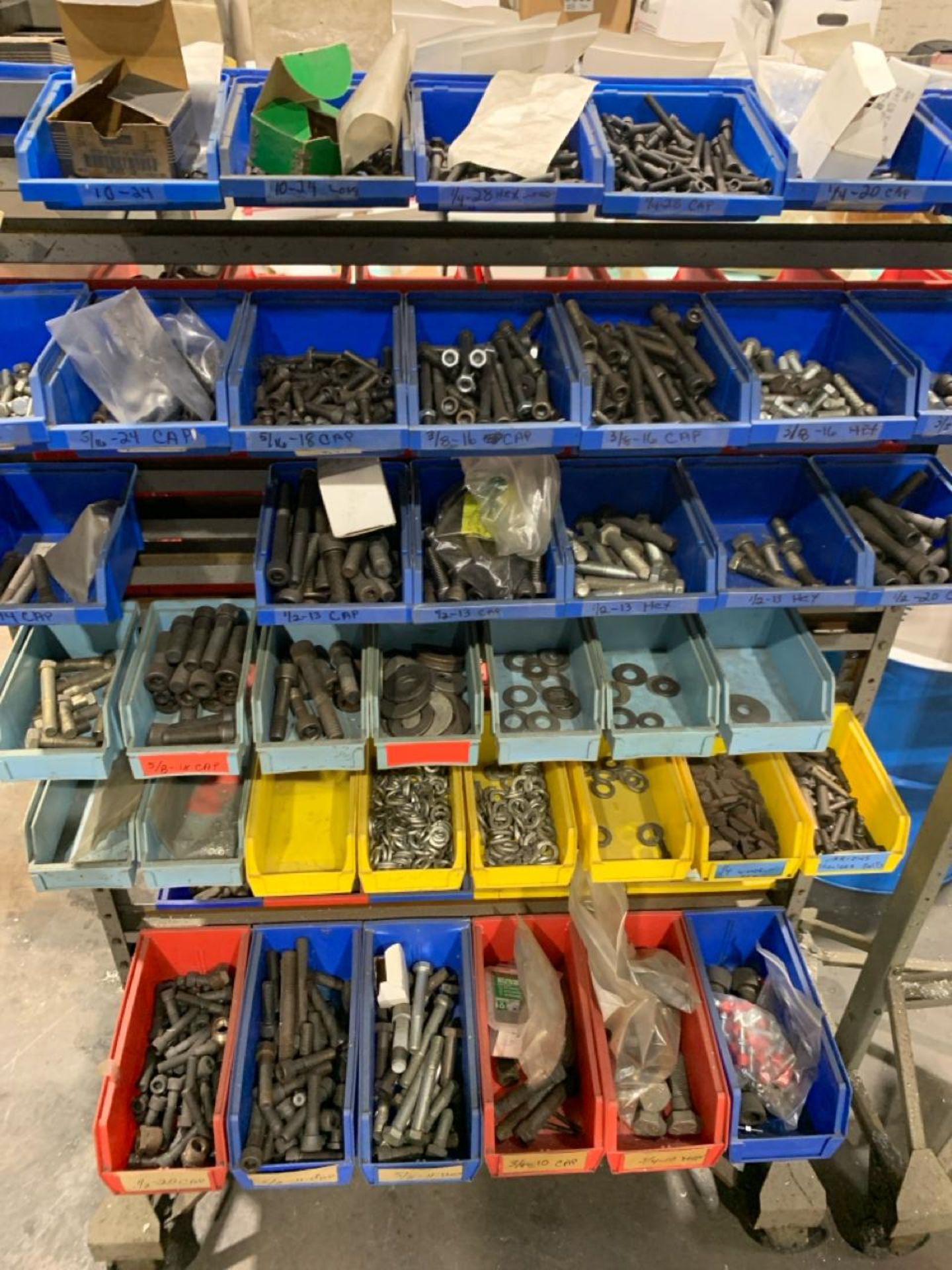 Lot of (2) Industrial Hardware Racks with Assorted Fasteners and ...