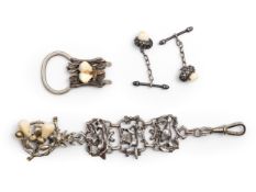 TRACHTEN SCHMUCKSET:, MANSCHETTENKNÖPFE MIT GRANDEL