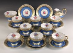A Spode part tea service in the 'Ruskin' pattern, comprising: eight teacups and saucers, eight