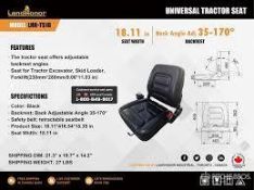 New Landhonor - Black Universal Tractor Seat Model #LHR-TS18 (O)