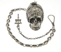 Silver memento mori watch