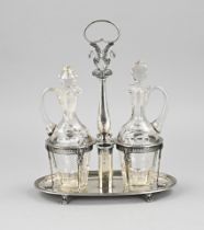 Silver table set with decanters