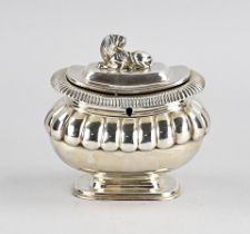 Silver tea box with lion