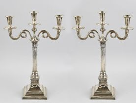 2 Silver candlesticks, 3 lights
