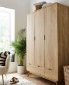 Contemporary Oslo 3 Door 2 Drawer Wardrobe in Oak Finish BNIB