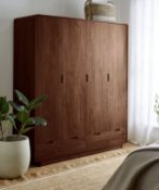 Contemporary Oslo 4 Door Wardrobe in Walnut online price £499 BNIB