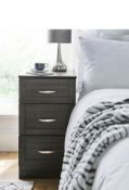 Kingston 3 Drawer Bedside Table in Grey Oak BNIB