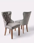 Set of 6 Mabel Button Back Velvet Dining Chairs in grey, brand new and fully assembled RRP £599