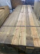 Title: Pallet of 80 lengths of treated decking 32mm x 120mm @3.0mDescription: Pallet of 80 lengths
