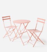 Cali Metal Folding Bistro Set - Coral - Brand New