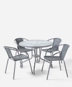 Rattan 4 Seater Dining Set - Grey - BNIB - RRP £129