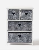 Hyacinth Hearts 2+2 Drawer Unit - Grey / White - RRP £95