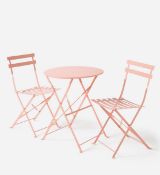 Cali Metal Folding Bistro Set - Coral - Brand New