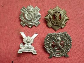 Four WW2 Scottish cap badges