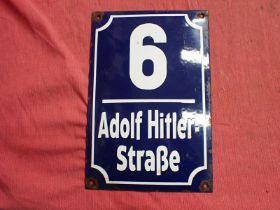 3rd Reich Adolf Hitler street sign marker