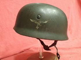 WW2 German Luftwaffe Fallschirmjager single-decal M38 helmet
