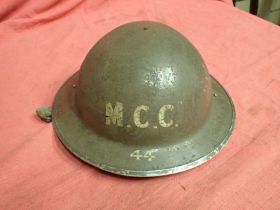 WW2 British steel helmet, marked M.C.C. 44