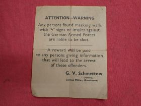 WW2 Occupied Channel Islands German warning notice A small bill poster warning people of the Channel