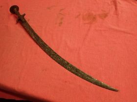 All steel Antique Talwar sword Curved blade 676 mm long. All steel hilt, the grip made from two