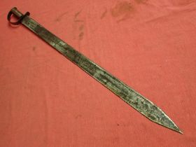 All steel straight bladed sword An unusual sword. Straight, plain 800 mm double-edged broadsword