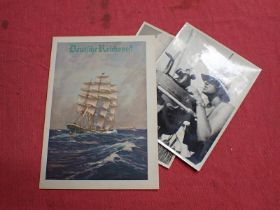 WW2 Kriegsmarine photographs Two press photographs, 35 by 180 mm, one of which is dated 1943 to