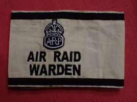 WW2 Air Raid Warden armband, Hull 1940 Duty band for an ARP warden in Kingston Upon Hull. Stitched