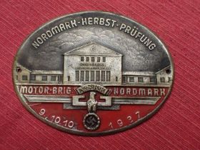 3rd Reich German 1937 NSKK door plaque A well-detailed oval plaque, 84 mm across. Red paint to the