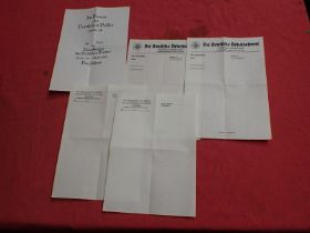 Unused 3rd Reich DAF forms and Mutter Cross certificate 300 mm tall forms. Two Luftwaffe and two