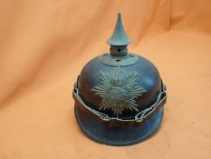 WW1 German Saxon state ersatz spun steel Pickelhaube A 1915 pattern Saxon-state Pickelhaube in
