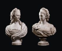 Pair of busts of noblewomen