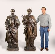 Pair of Saints Peter and Paul in bronze, 151 cm high