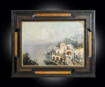 Antique oil on canvas painting by De Corsi, 19th century