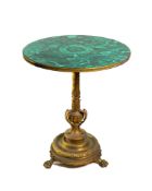 Bronze gueridon and malachite top