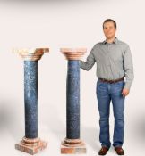 Pair of elegant rare bluestone columns, 126 cm