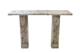 Console Table with Top and Two Bases in Gray Marble
