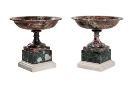 Pair of Fior di Pesco marble vases