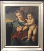 Madonna with child, oil on canvas