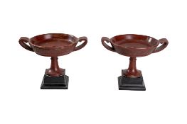 Pair of Rosso Antico Marble Trays with Handles