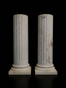 Pair of white marble columns h102 cm