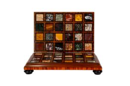Wooden lithotheque with marble samples