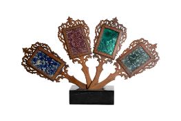 Porphyry, serpentine marble, and malachite fan